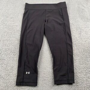 Under Armour Leggings Womens Large Black Tech Heatgear Compression Capri Running